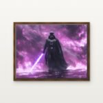 Luxury Wraith of Darth Vader Canvas Print in Warm Walnut Floating Frame - Modern Interior Wall Art | DrawTools