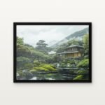 Buy Zen Harmony by the Water Botanical Canvas Painting Online - Black Classic Glazed Frame | DrawTools