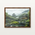 Zen Harmony by the Water Framed Wall Art in Warm Walnut Classic Frame - Premium art for home decor | DrawTools
